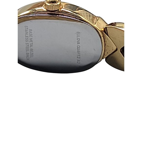 Bulova Ladies Diamond Bow Watch Gold Plated 15mm Silver Tone Dial 7" Band Quartz - Picture 7 of 16